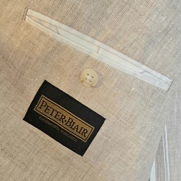 Peter Blair Light Tan Khaki Linen Preppy Blazer Jacket - Picture 7 of 7